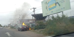 Vehicles were burned in Celaya due to the alleged arrest of the son of the leader of the Santa Rosa de Lima Cartel.